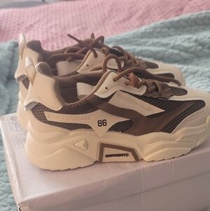 Beige and Brown Sneakers